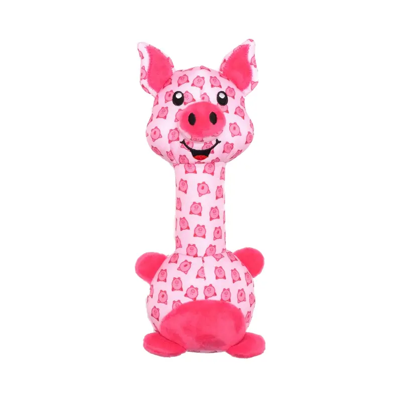 Worthy Dog Animal Bonded Long Neck Dog Toy - Piggy