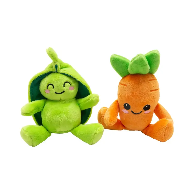 SnugArooz Pea and Carrot Plush Dog Toy - 2 Pack