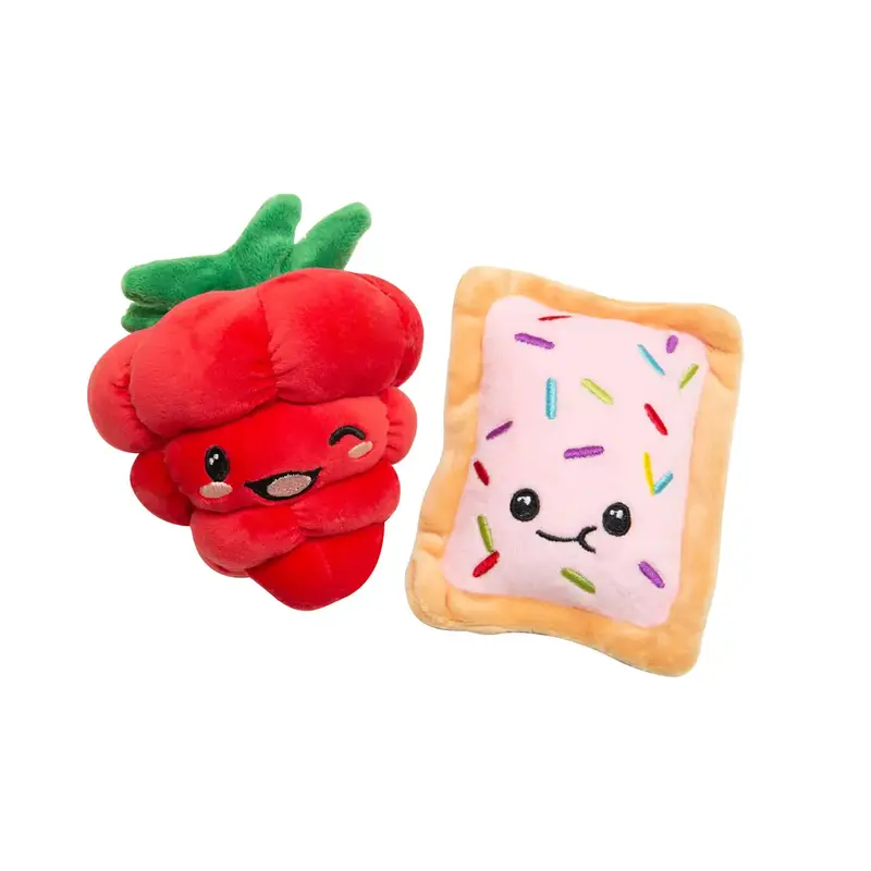 SnugArooz Poptart and Raspberry Plush Dog Toy - 2 Pack