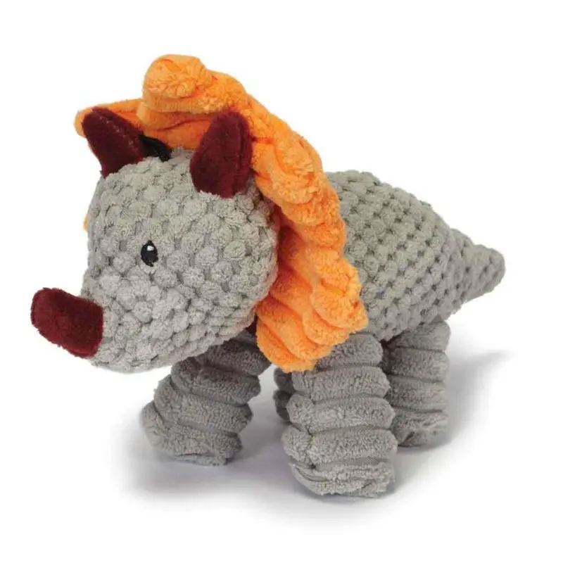 Play 365 Jurassic Cord Crew Triceratops Dog Toy - Gray