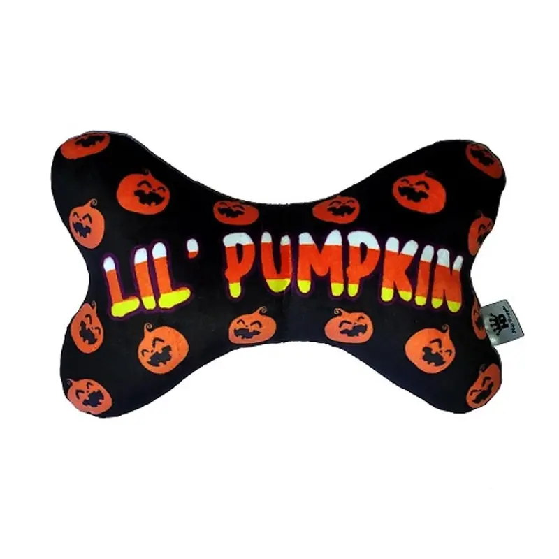 Hip Doggie Halloween Plush Bone Dog Toy - Lil' Pumpkin