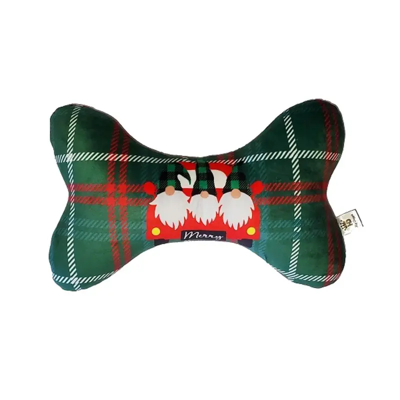 Hip Doggie Holiday Plush Bone Dog Toy - Gnomes
