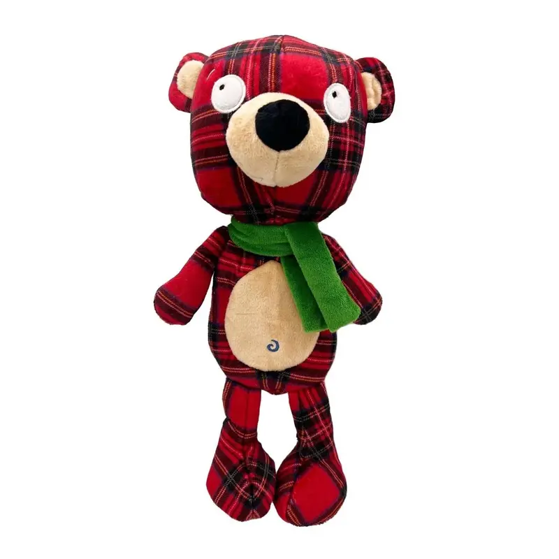 Huxley & Kent Holiday Slappies Power Plush Dog Toy - Plaidington Bear
