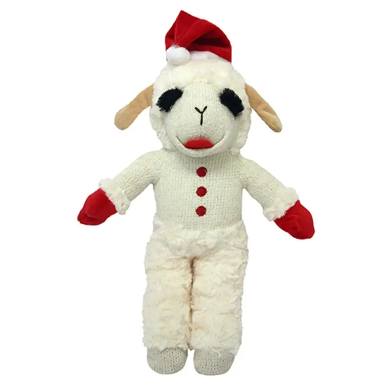 Multipet Christmas Lamb Chop Dog Toy - Standing with Santa Hat