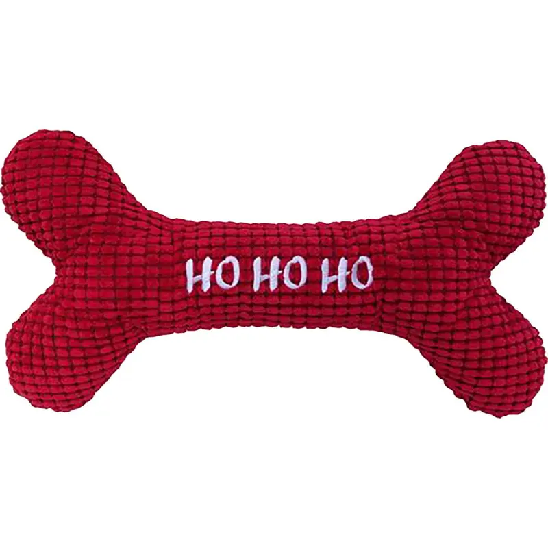 PetLou HO HO HO Bone Dog Toy - Red