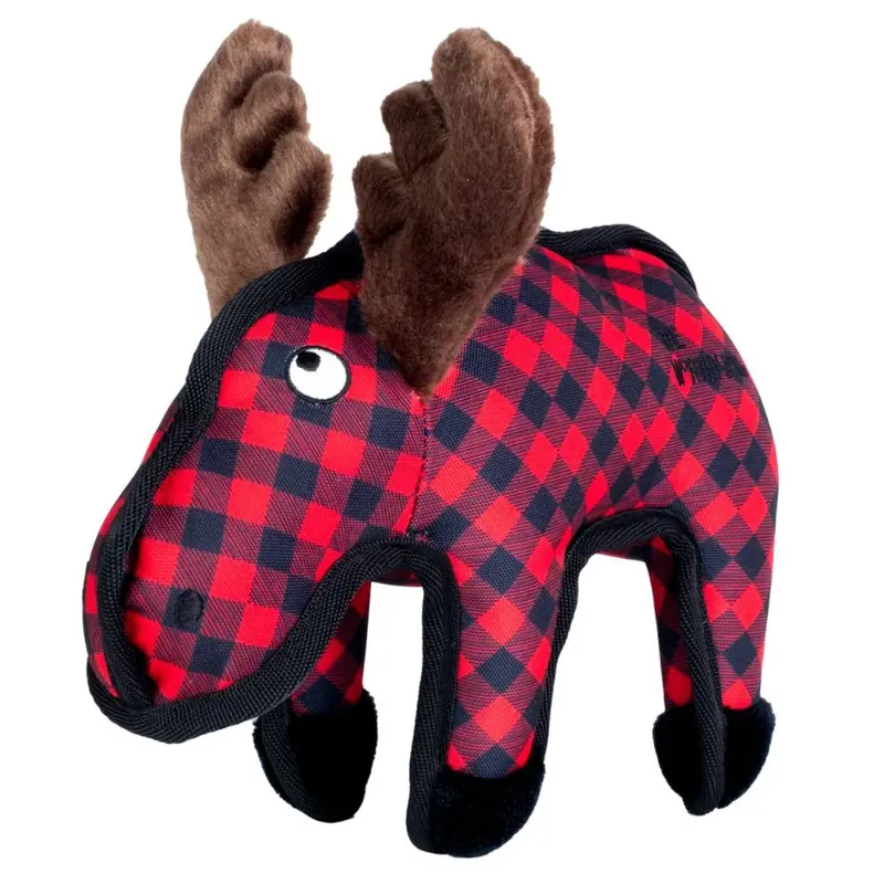 Worthy Dog Animal Bonded Mesh Dog Toy - Buffalo Plaid Moose