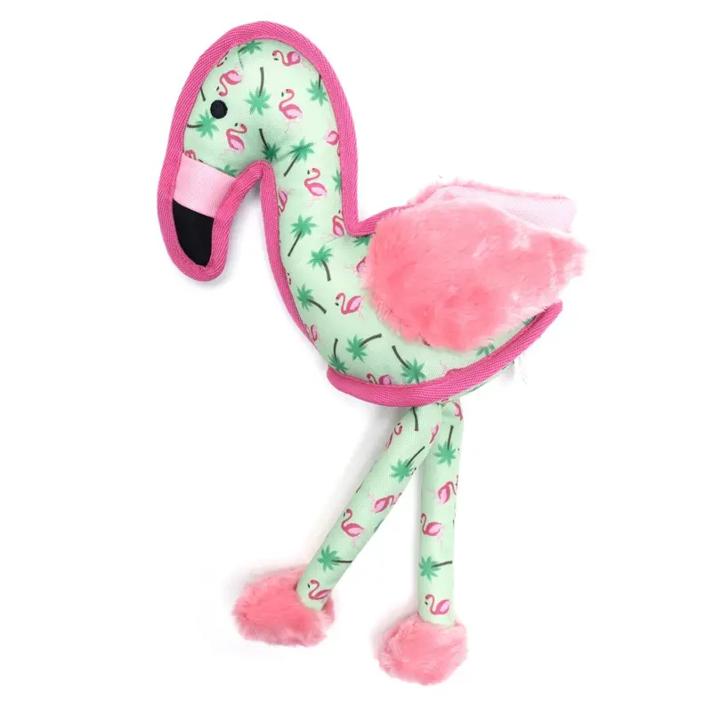 Worthy Dog Animal Bonded Mesh Dog Toy - Flamingo