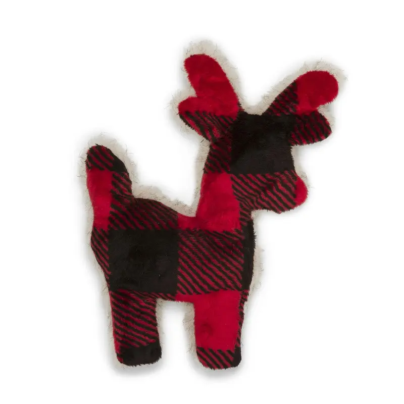 West Paw Big Sky Holiday Reindeer Dog Toy - Red Checkered