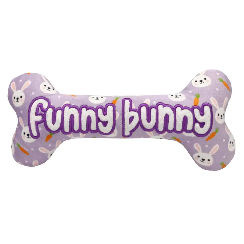 Lulubelles Easter Power Plush Dog Toy - Funny Bunny Bone