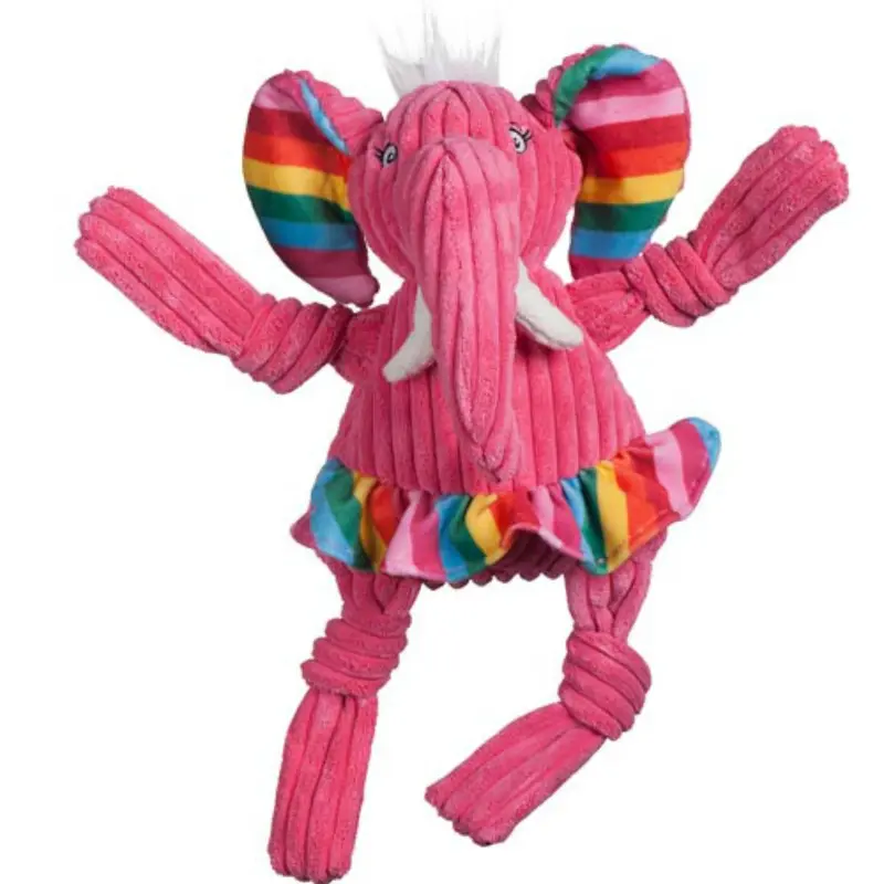 HuggleHounds Rainbow Knottie Dog Toy - Elephant