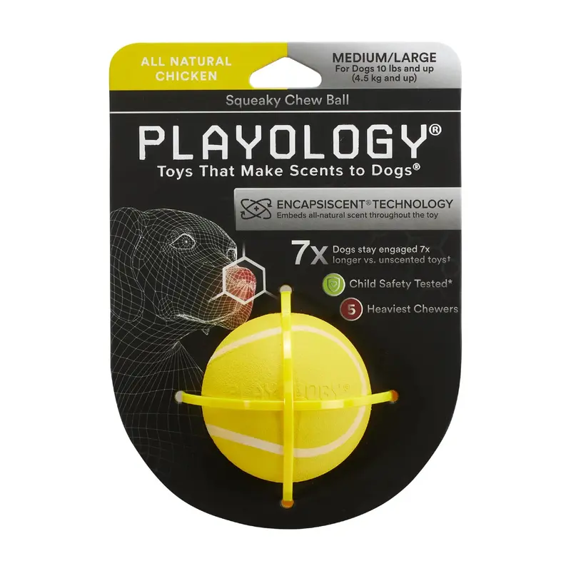 Playology Scented Soft Plush Squeaky Ball Dog Toy - Yellow Chicken
