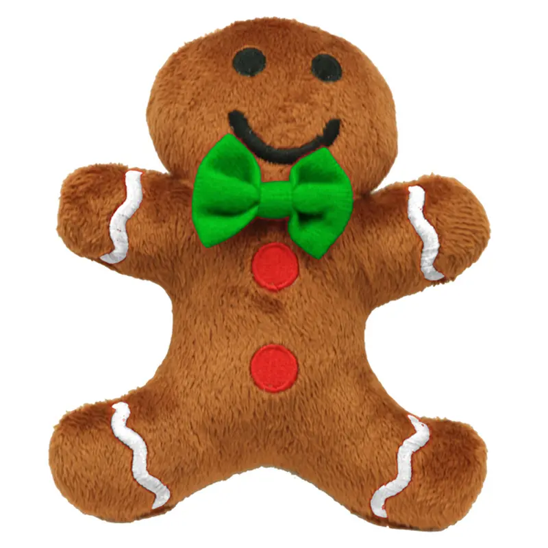 Hip Doggie Gingerbread Man Plush Dog Toy