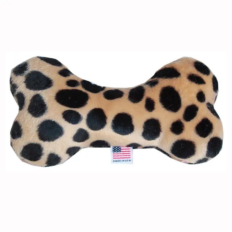 Plush Bone Dog Toy - Brown Leopard