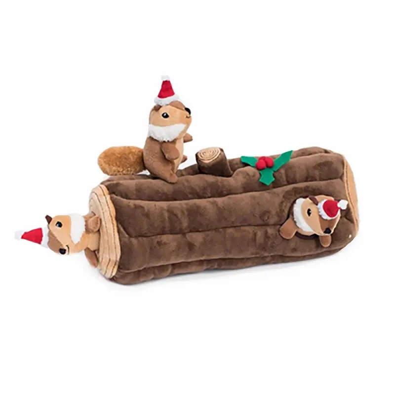 ZippyPaws Holiday Burrow Dog Toy - Yule Log