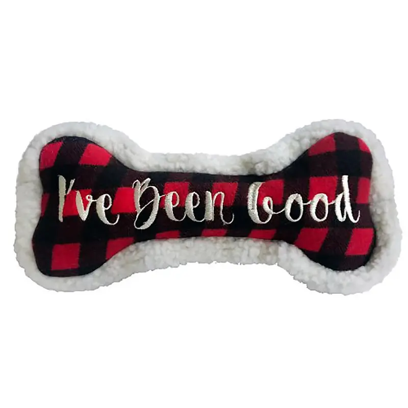 Huxley & Kent Holiday Power Plush Dog Toy - I've Been Good Bone