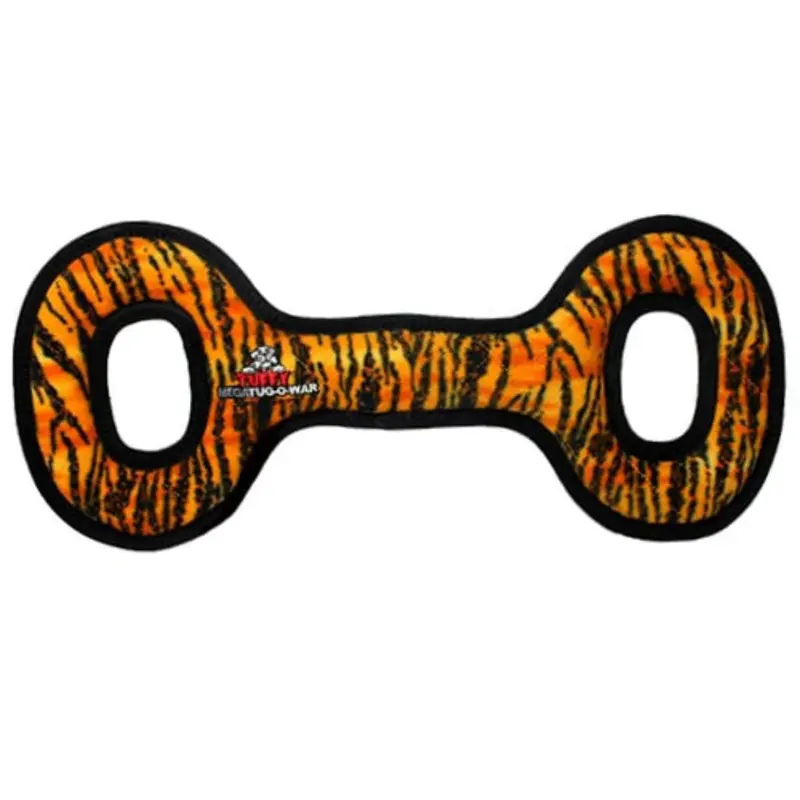 Tuffy Mega Tug Oval Dog Toy - Tiger Print