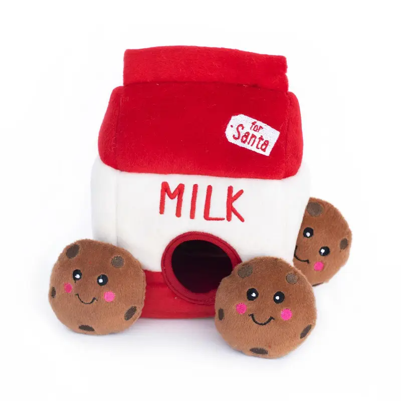ZippyPaws Holiday Burrow Dog Toy - Santa's Milk and Cookies