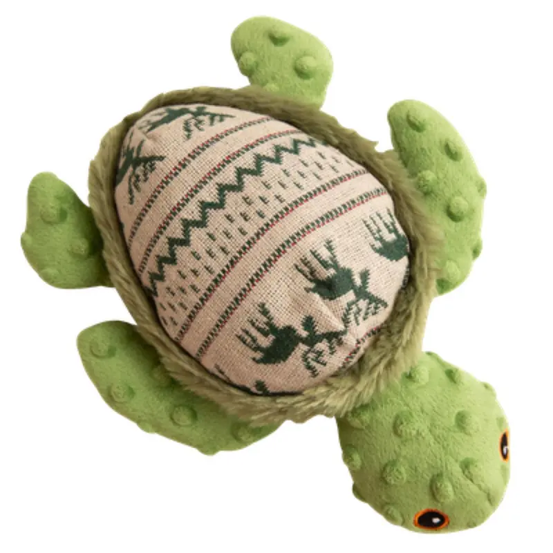 Snugarooz Holiday Turtle Dog Toy - Holly Green