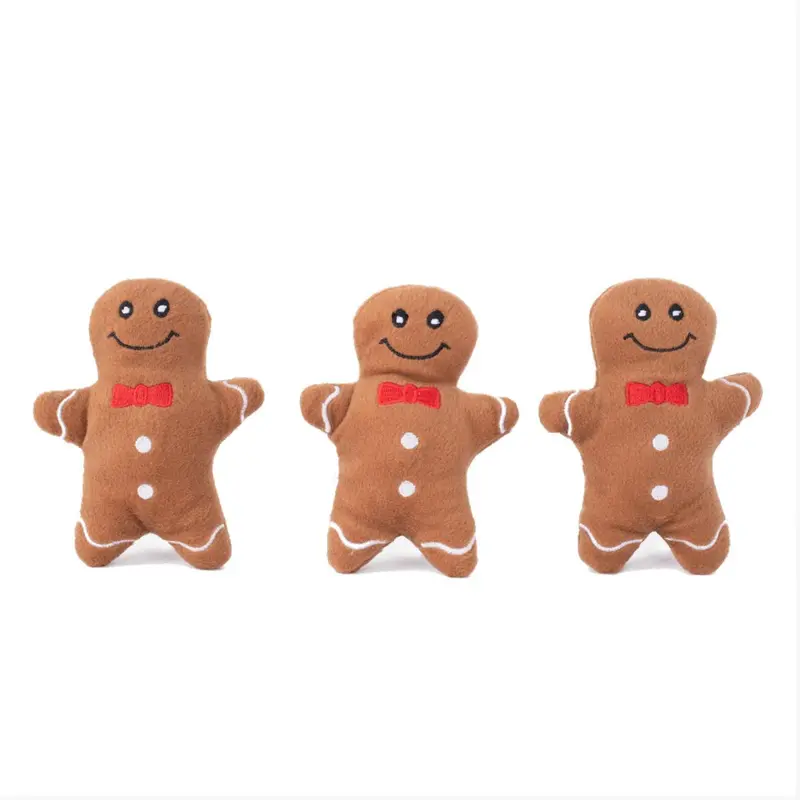 ZippyPaws Holiday Miniz Dog Toys - Gingerbread Men