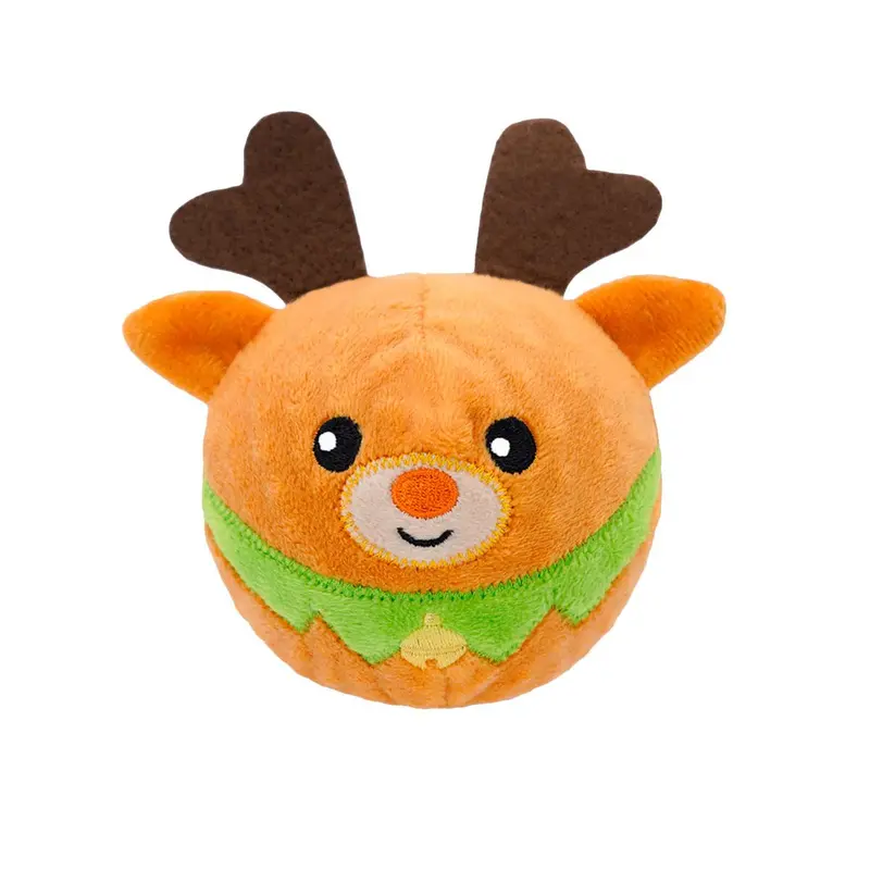HugSmart Happy Woofmas Spike Ball Dog Toy - Reindeer