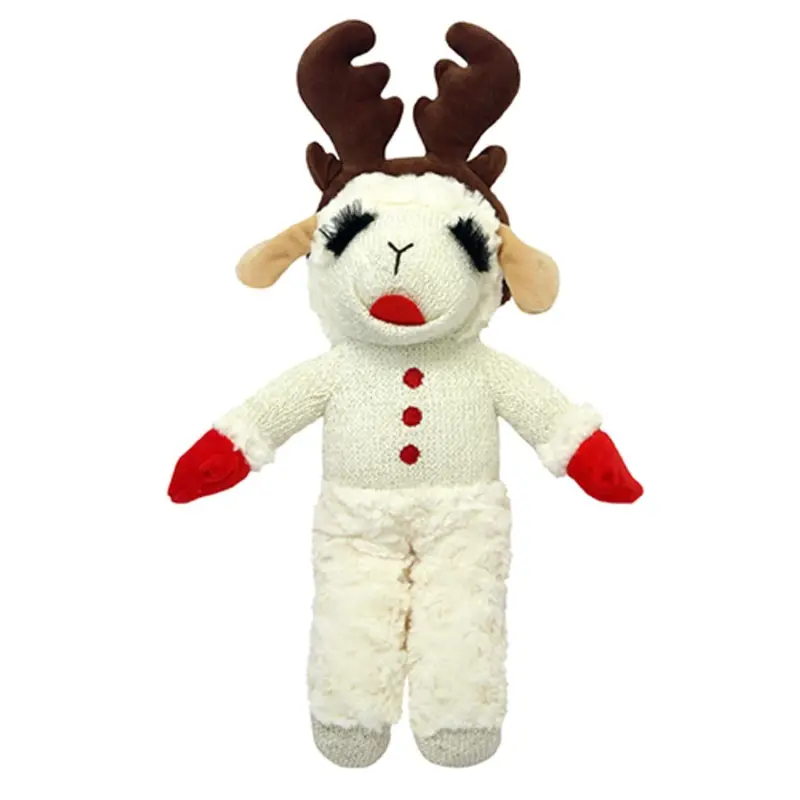 Multipet Christmas Lamb Chop Dog Toy - Standing with Antlers