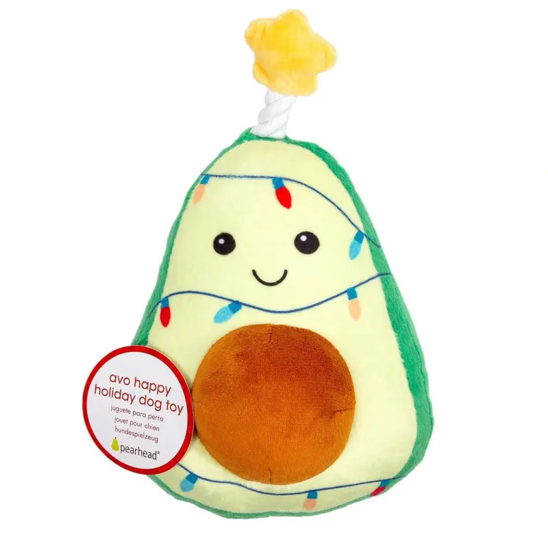 Pearhead Avocado Happy Holiday Dog Toy