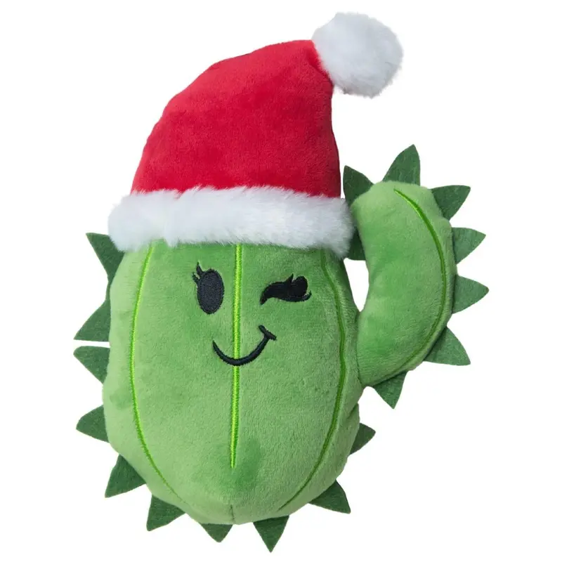 SnugArooz Holiday Plush Dog Toy - Chloe the Cactus with Santa Hat