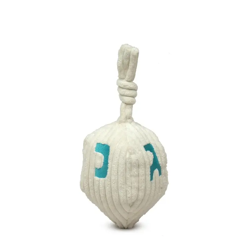 HuggleHounds Holiday Hanukkah Oh Dreidel Knottie Dog Toy - White