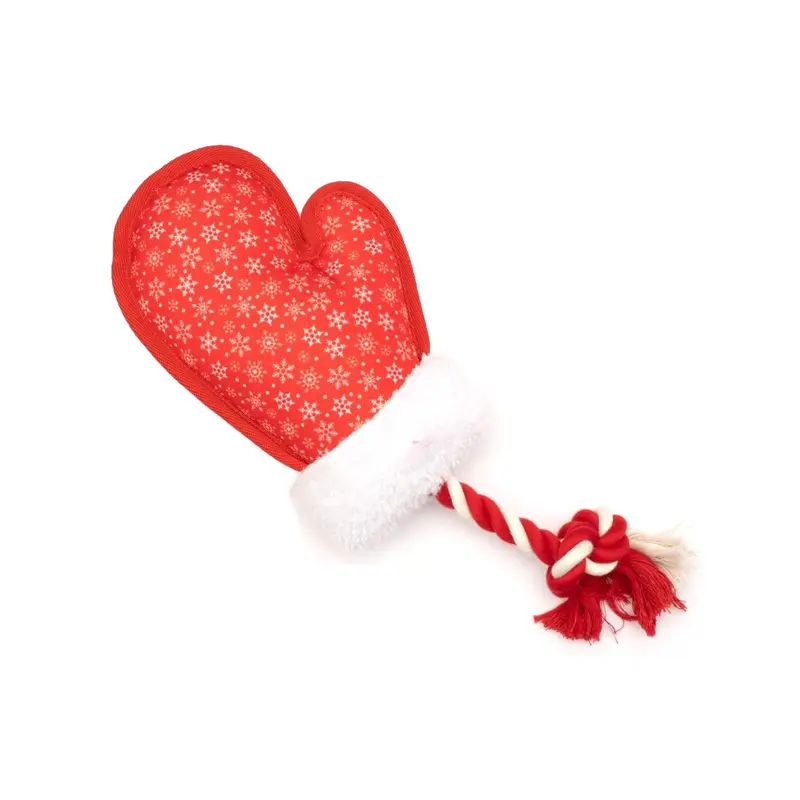 Worthy Dog Holiday Bonded Mesh Dog Toy - Mitten