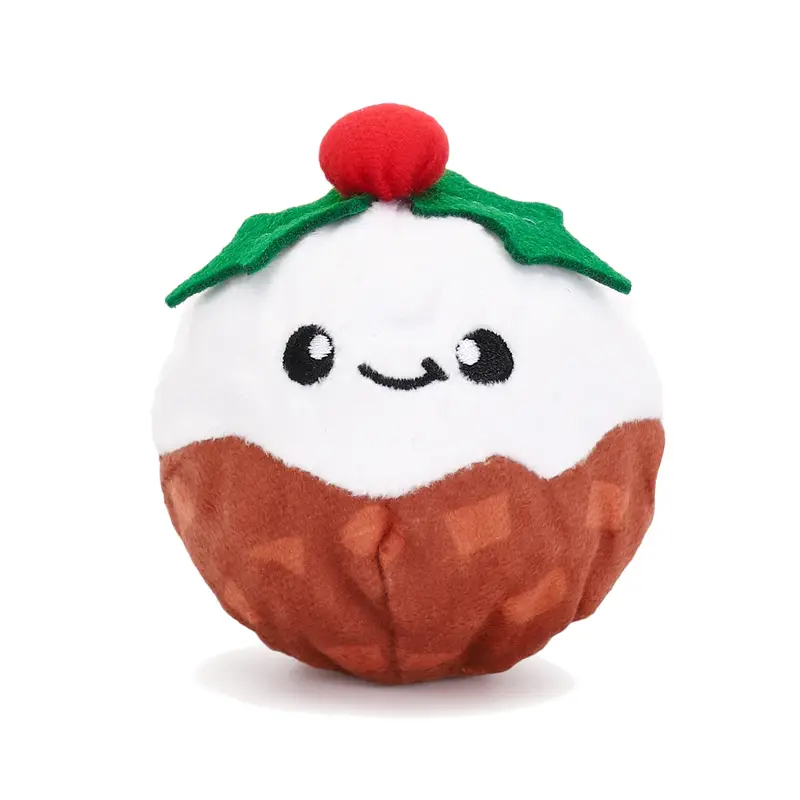 HugSmart Happy Woofmas Spike Ball Dog Toy - Christmas Pudding