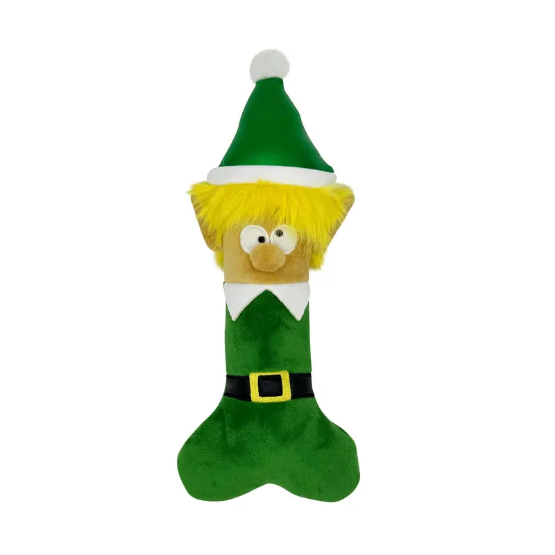 Huxley & Kent Holiday Power Plush Dog Toy - Elfin' Bone