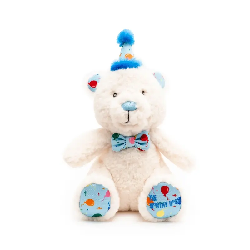 Worthy Dog Birthday Bear Dog Toy - Blue
