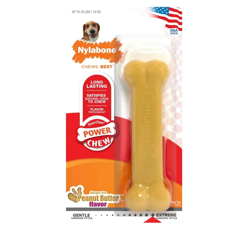 Nylabone Power Chew Dog Toy Peanut Butter Medium/Wolf