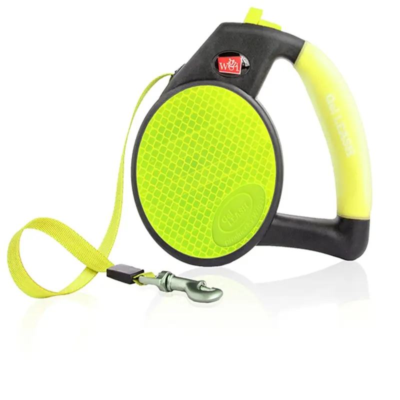 Wigzi Retractable Dog Leash Gel Reflective Yellow Medium