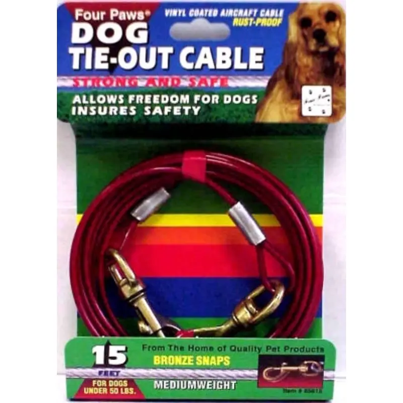 Four Paws Container Four Paws Dog Tie Out Cable Medium Weight Red 15 Ft