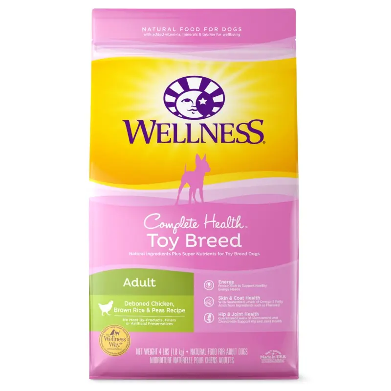 Wellness Complete Health Natural Dry Toy Breed Dog Food Chicken & Rice 4lb Bag