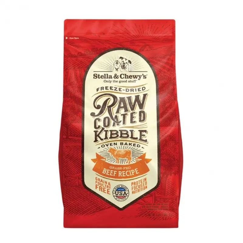 Stella & Chewy's Raw Coated Kibble Grain-Free Grass-Fed Beef Recipe Dog Food, 10 Lb