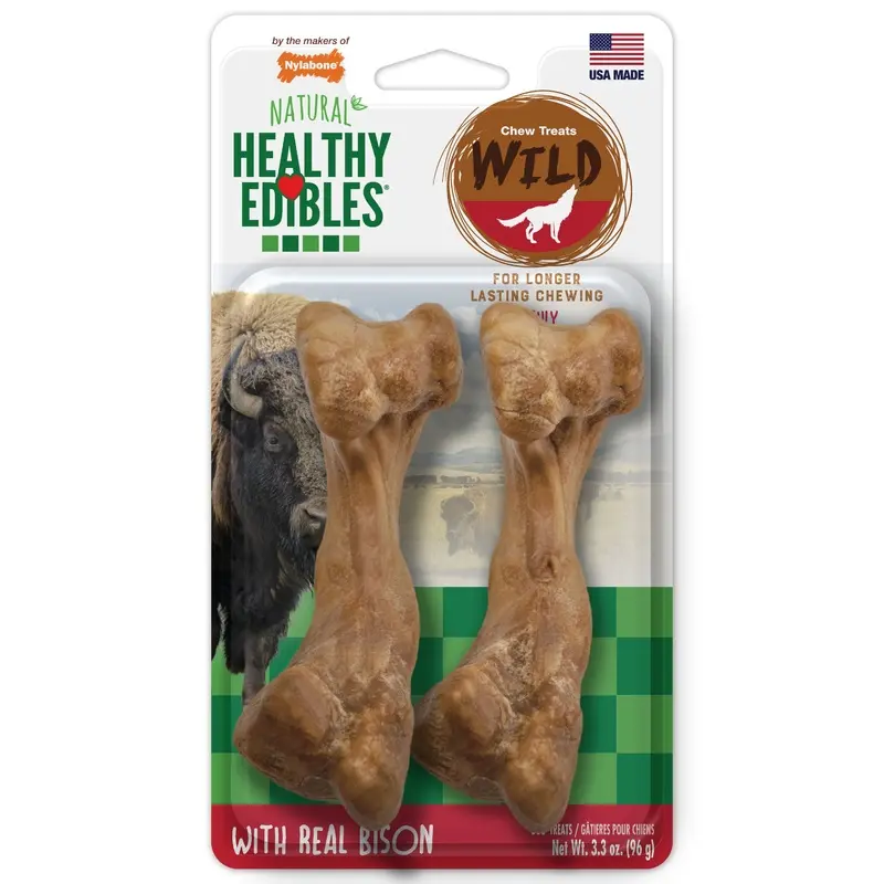 Nylabone Healthy Edibles WILD Natural Long Lasting Bison Dog Chew Treats Medium/Wolf