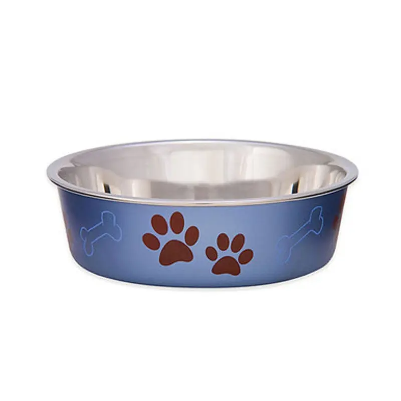 Loving Pets Bella Stainless Steel Dog Bowl Blueberry Medium