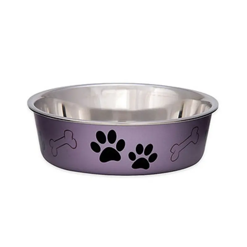 Loving Pets Bella Stainless Steel Dog Bowl Grape Small