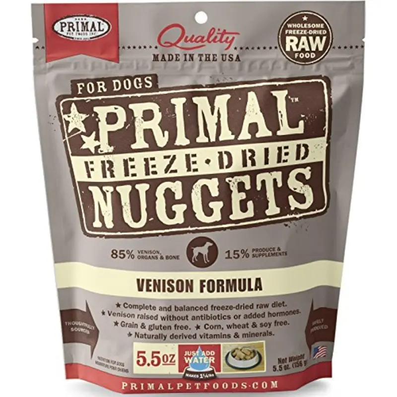 Primal Pet Foods Nuggets Grain-Free Venison Formula Freeze Dried Dog Food, 5.5 oz