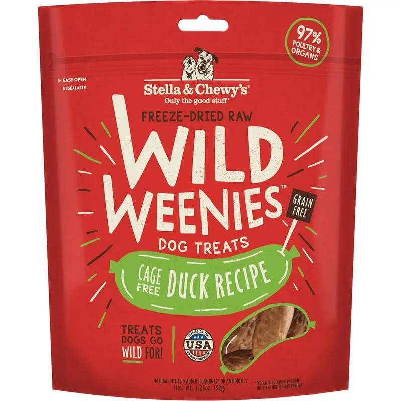 Stella & Chewy's Duck Wild Weenies Freeze-Dried Raw Dog Treats, 3.25 oz.