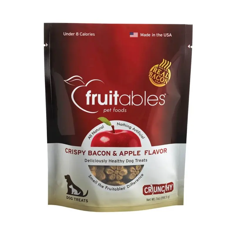 Fruitables Baked Low Calorie Dog Treats  Cripsy Bacon and Apple Flavor  7 Ounces