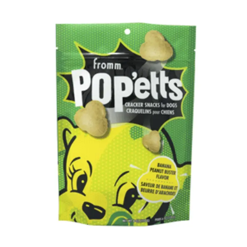 Fromm Pop'etts Banana Peanut Buster Flavor Cracker Snacks for Dogs 6 oz