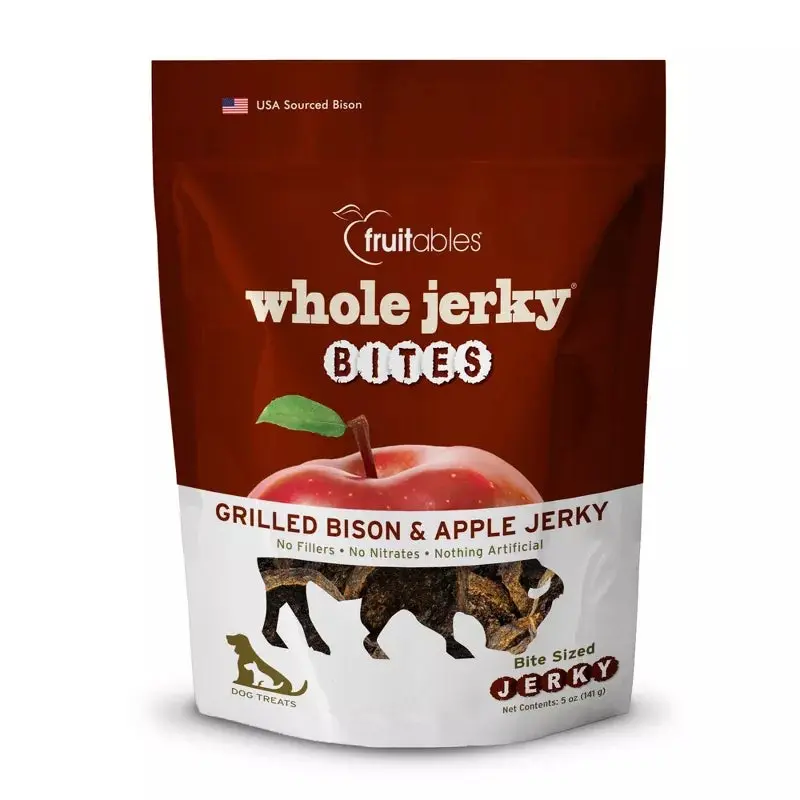 Fruitables Whole Jerky Bites Grilled Bison and Apple Jerky Dog Treats - 5oz