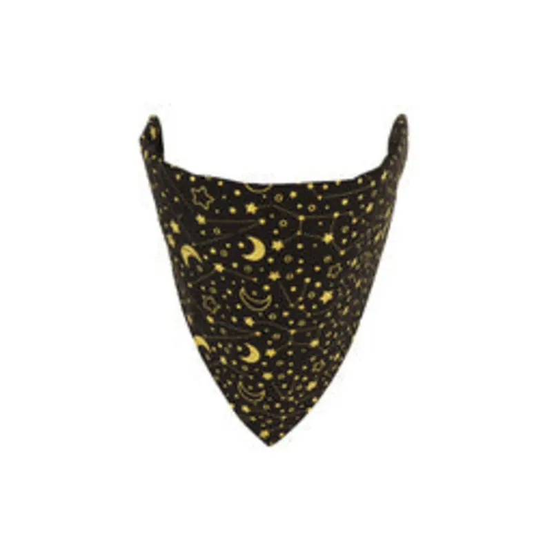 Coastal Accent Metallic 7in by 10in Over the Collar Dog Bandana, Bright Black Galaxy