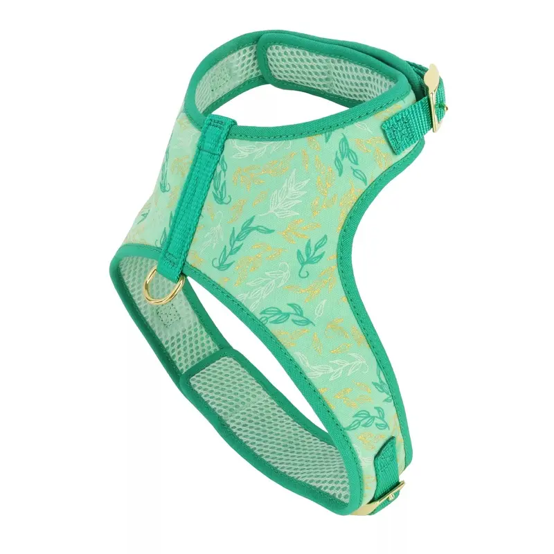 Coastal Accent Metallic Adjustable 5/8in Wide 14-16in Dog Harness Green Leaves