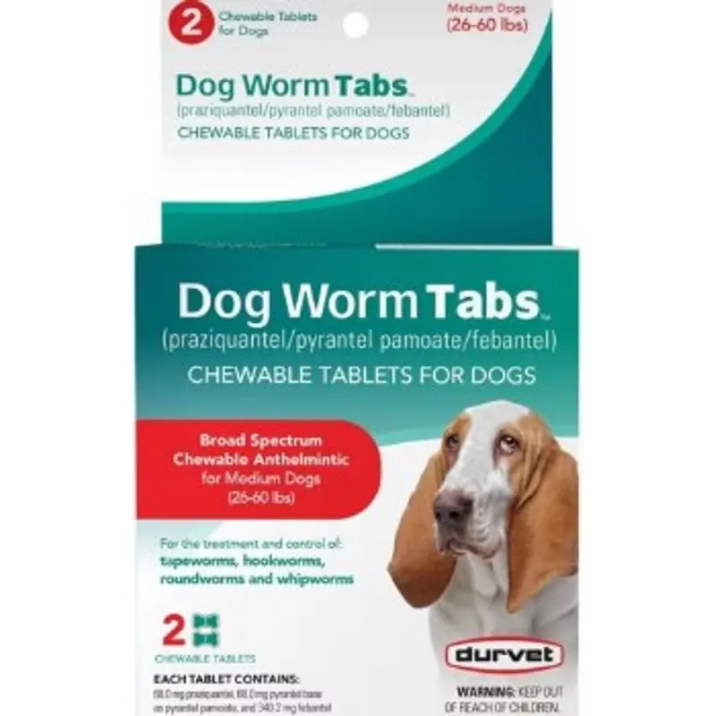 Durvet Dog Dewormer Tabs Medium Dog 4 ct