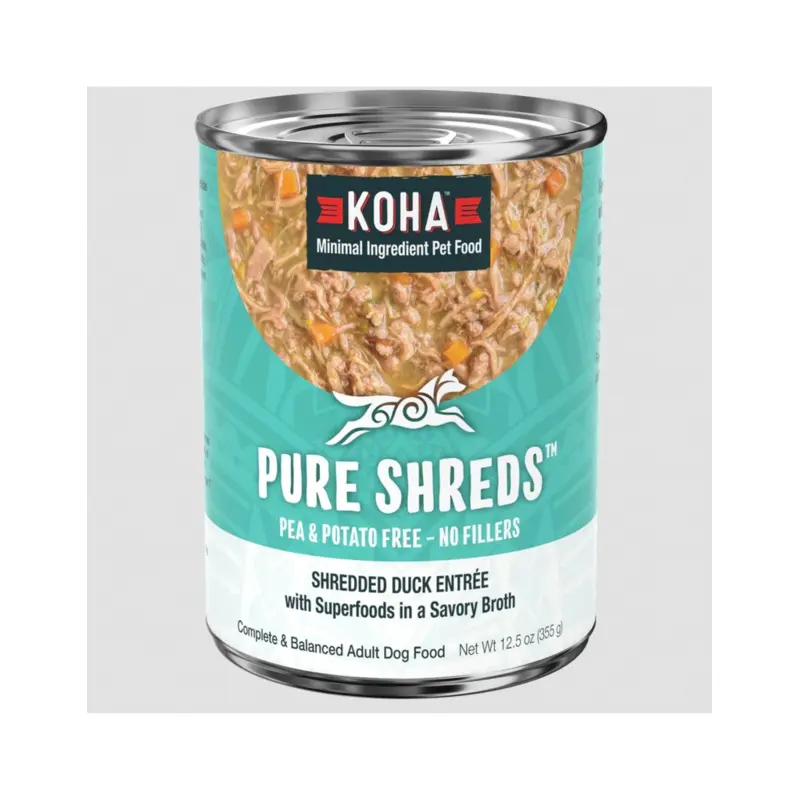 Koha Pure Shreds Dog Food Duck Entree 12.5 oz single