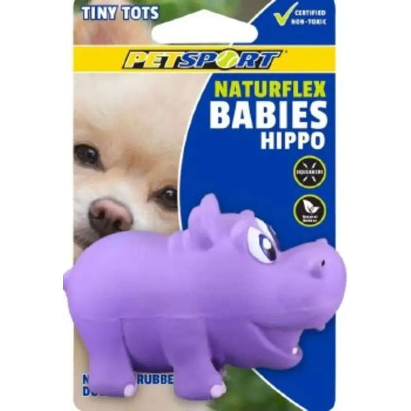 Petsport Naturflex Babies Hippo, Natural Latex, Squeaker Inside, Dog Toy, 3.5 inch
